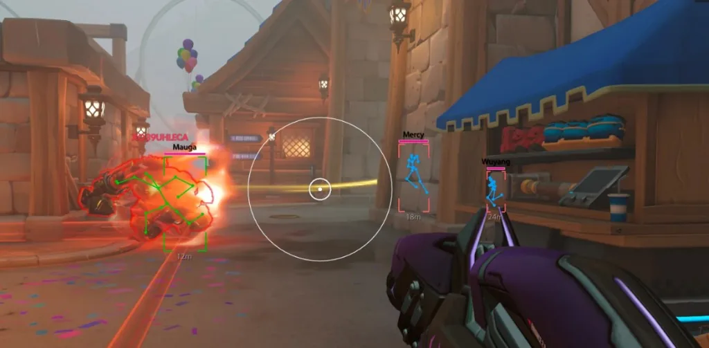 Wallhack outlines showing heroes and opponents through walls