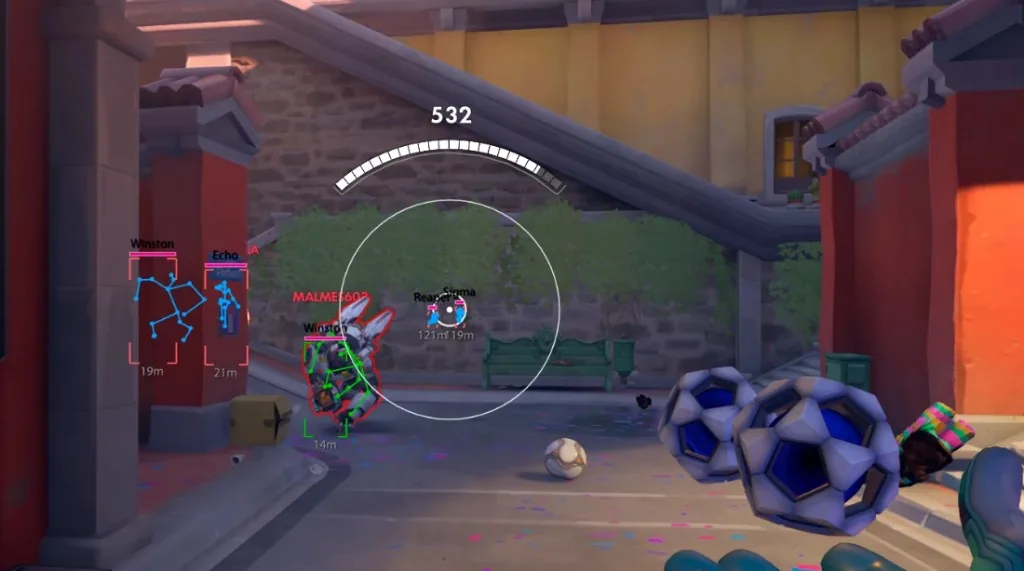 Overwatch 2 Cheats combat overlay during a squad fight